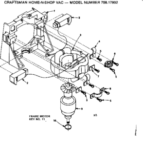 Field And Armature Assembly Diagram and Parts List for 75817802  Craftsman Utility Vacuum
