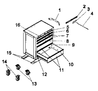 Chest Diagram and Parts List for 706618151  Craftsman Tool Stand & Cart