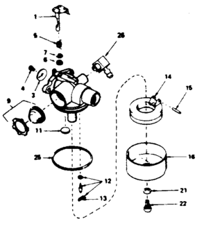 Carburetor No. 632389 Diagram and Parts List for 143364042  Craftsman Engine