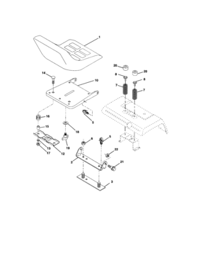 Seat Assembly Diagram and Parts List for 917276052  Craftsman Lawn Tractor