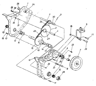 Chain Case Assembly (part No. N04924a) Diagram and Parts List for 247298521  Craftsman Tiller