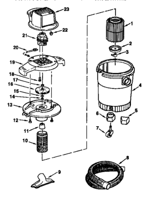Unit Diagram and Parts List for 113177441  Craftsman Utility Vacuum