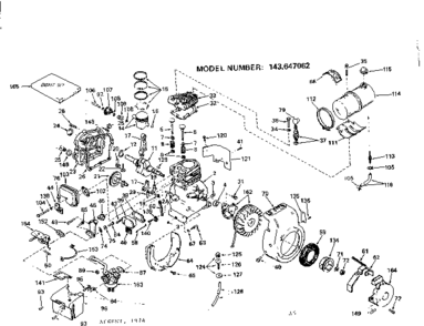 Engine Diagram and Parts List for 143647062  Craftsman Engine
