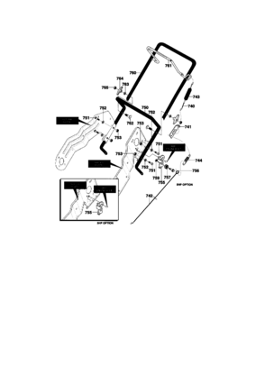 Handle Assembly Diagram and Parts List for C950-52735-0  Craftsman Snow Blower