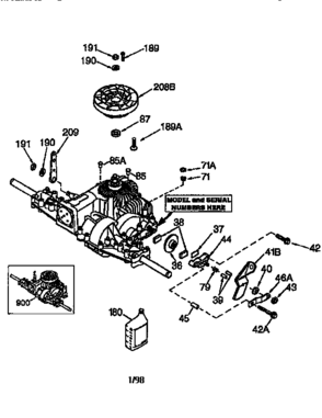 Peerless Transaxle Diagram and Parts List for 143205-038C  Craftsman Lawn Tractor