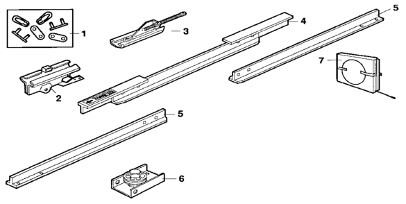 Rail Assembly Diagram and Parts List for 13953425  Craftsman Garage Door Opener
