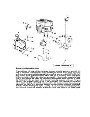 Engine Diagram and Parts List for 917286220  Craftsman Lawn Tractor