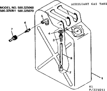 Auxiliary Gas Tank Diagram and Parts List for 580325051  Craftsman Engine