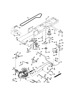 Drive Diagram and Parts List for 917279942  Craftsman Lawn Tractor