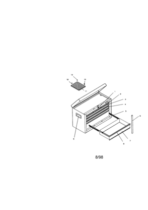7 Drawer Preminum Chest Diagram and Parts List for 706657130  Craftsman Tool Stand & Cart