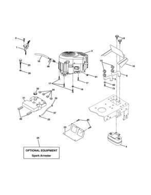 Engine Diagram and Parts List for 944601881  Craftsman Lawn Tractor