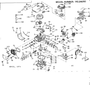 Replacement Parts Diagram and Parts List for 143246282  Craftsman Engine