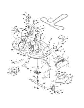 Mower Deck Diagram and Parts List for 917986471  Craftsman Lawn Tractor