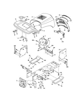Chassis/enclosures Diagram and Parts List for 917280151  Craftsman Lawn Tractor