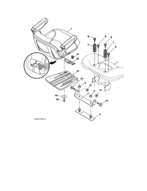 Seat Assembly Diagram and Parts List for 917203921  Craftsman Lawn Tractor