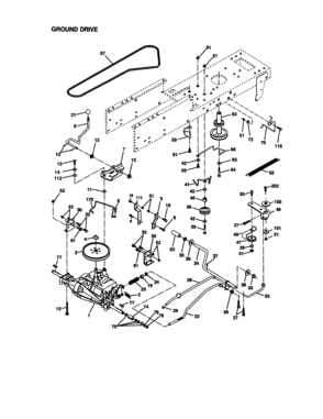 Ground Drive Diagram and Parts List for 917271530  Craftsman Lawn Tractor