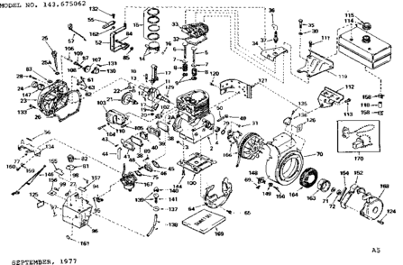 Engine Diagram and Parts List for 143675062  Craftsman Engine