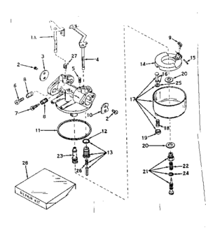 Carburetor No. 631226 Diagram and Parts List for 143579062  Craftsman Engine