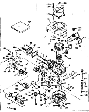 Basic Engine Diagram and Parts List for 143144062  Craftsman Engine