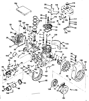 Basic Engine Diagram and Parts List for 143541122  Craftsman Engine