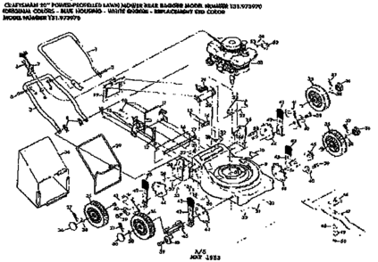 Mower Deck Diagram and Parts List for 131973970  Craftsman Lawn Mower