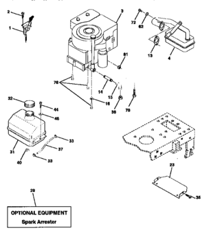 Engine Diagram and Parts List for 917258101  Craftsman Lawn Tractor