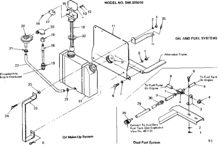 Oil And Fuel Systems Diagram and Parts List for 580325010  Craftsman Engine