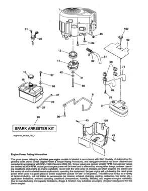 Engine Diagram and Parts List for 917989260  Craftsman Lawn Tractor