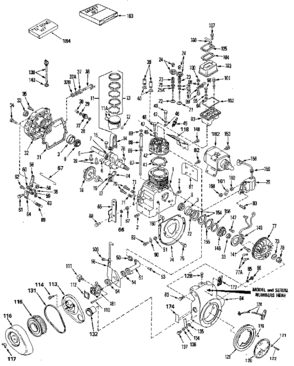 Replacement Parts Diagram and Parts List for 143800012  Craftsman Engine