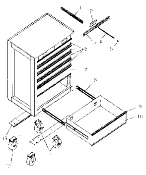 Cabinet Parts Diagram and Parts List for 706619532  Craftsman Tool Stand & Cart