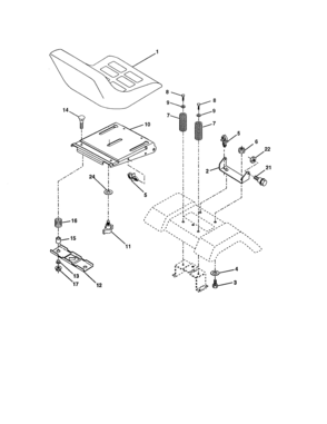 Seat Assembly Diagram and Parts List for 917277312  Craftsman Lawn Tractor