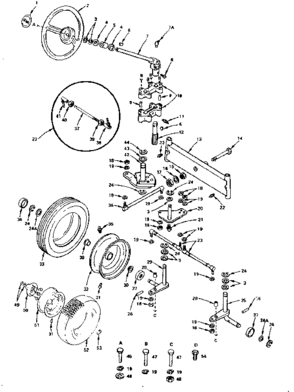 Steering And Front Axle Diagram and Parts List for 91725141  Craftsman Lawn Tractor