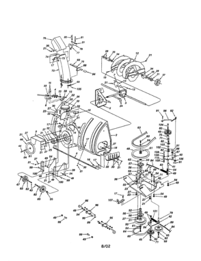Housing/gear/chain Diagram and Parts List for 486248391  Craftsman Snow Blower