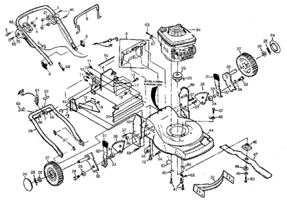 Main Frame Diagram and Parts List for 917372570  Craftsman Lawn Mower