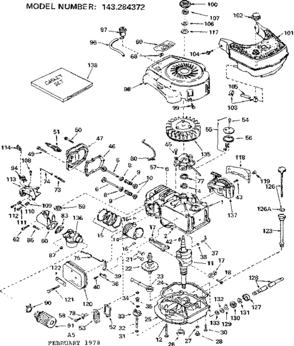 Replacement Parts Diagram and Parts List for 143284372  Craftsman Engine