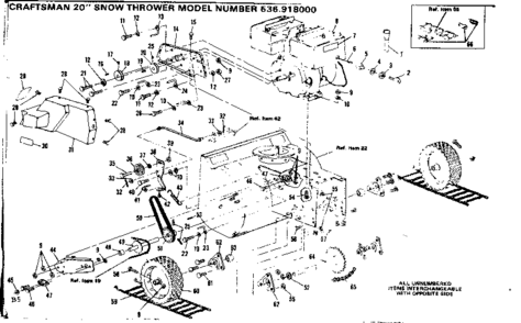 Wheel Assembly Diagram and Parts List for 536918000  Craftsman Snow Blower