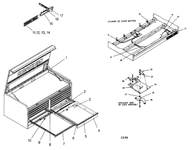 Tool Chest Diagram and Parts List for 706654781  Craftsman Tool Stand & Cart