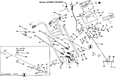 Handle Assembly Diagram and Parts List for 53690570  Craftsman Snow Blower