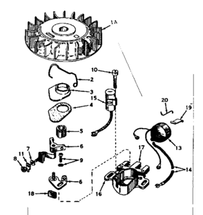 Magneto Diagram and Parts List for 143575032  Craftsman Engine