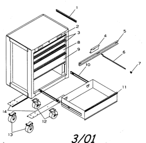 Cabinet Parts Diagram and Parts List for 706599220  Craftsman Tool Stand & Cart