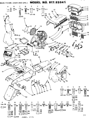 16 Garden Tractor/main Frame, Dash & Grill Diagram and Parts List for 91725941  Craftsman Chainsaw