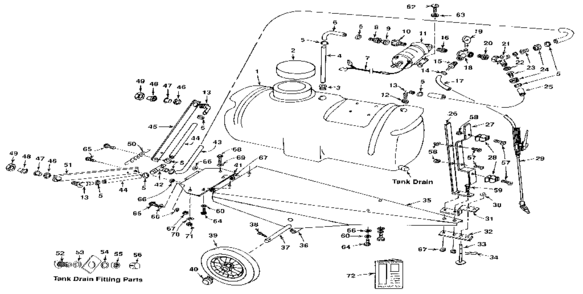 14 Gallon Tank Assembly Diagram and Parts List for 471261390  Craftsman Pressure Washer
