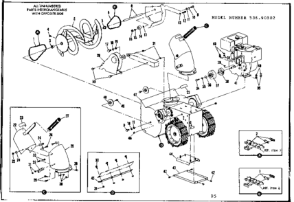 Engine Diagram and Parts List for 53690502  Craftsman Snow Blower