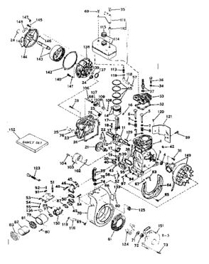 Basic Engine Diagram and Parts List for 143571082  Craftsman Engine