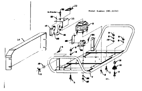 Mounting Base Diagram and Parts List for 58031243  Craftsman Engine