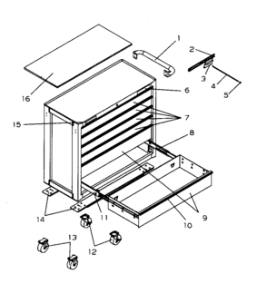 Roll Away Chest Diagram and Parts List for 706596261  Craftsman Tool Stand & Cart