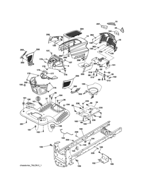 Chassis Assembly Diagram and Parts List for 917988240  Craftsman Lawn Tractor