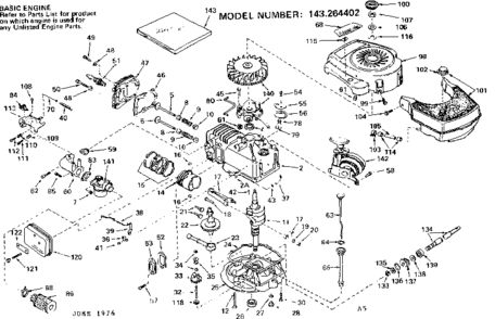 Replacement Parts Diagram and Parts List for 143264402  Craftsman Engine
