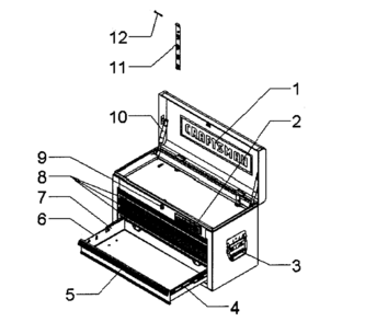 Cabinet Assy Diagram and Parts List for 706300500  Craftsman Tool Stand & Cart