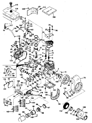 Plate No. 1 Basic Engine Diagram and Parts List for 143566022  Craftsman Engine